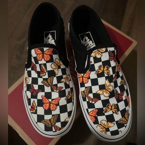 Vans Shoes - Vans Slip-On Sneakers - Black and Red Butterfly NWT